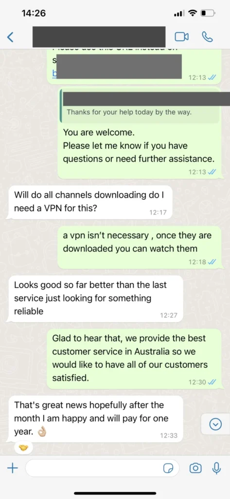 WhatsApp client chat screenshot 3 on Televo IPTV